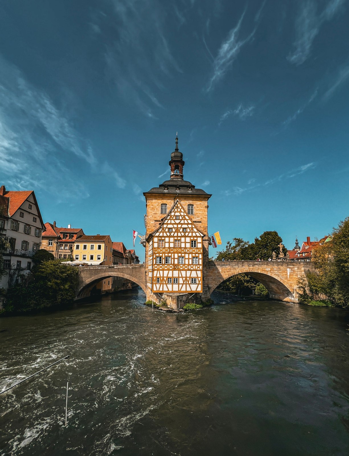Old town hall beside the river in Bamberg