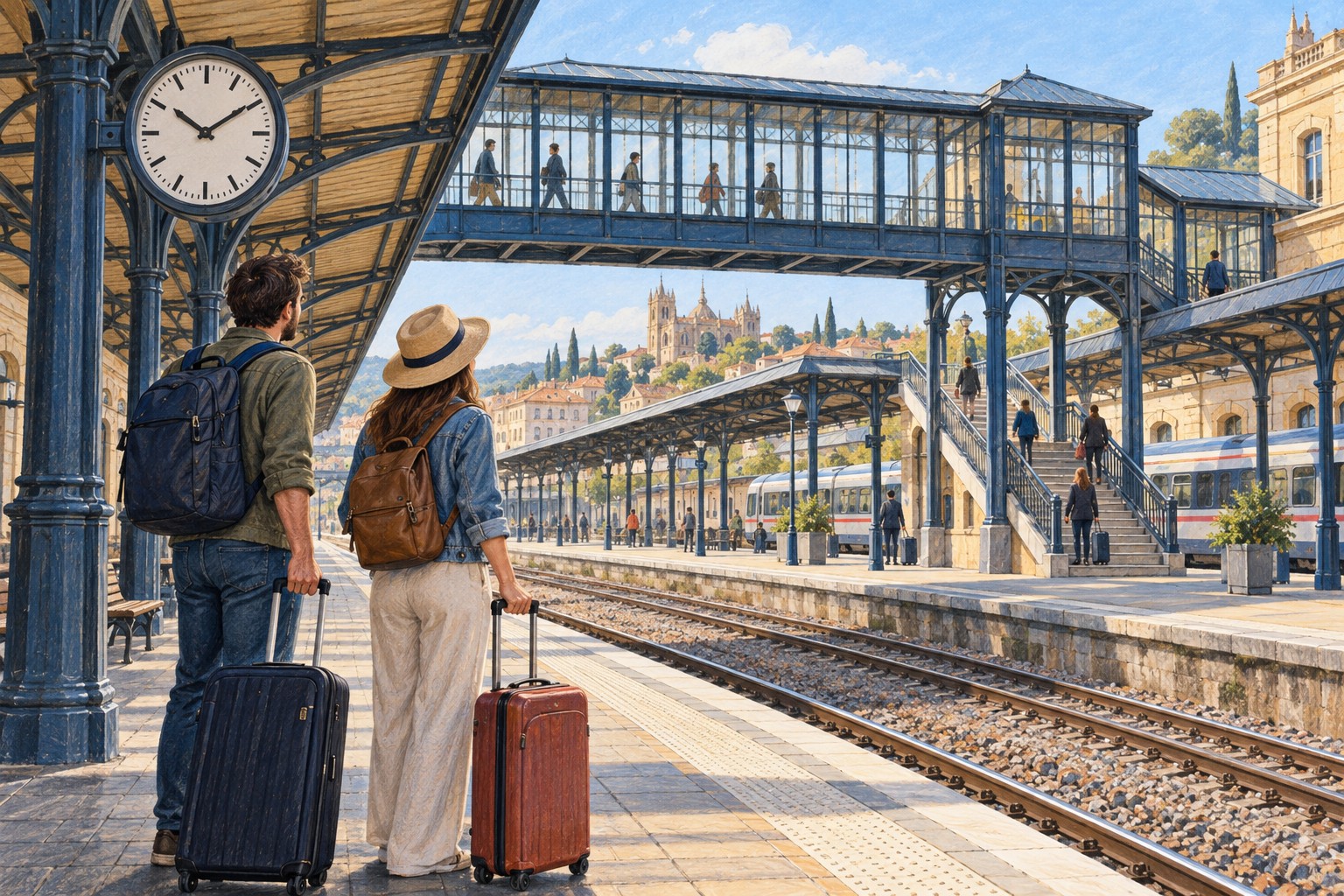 Changing trains with luggage