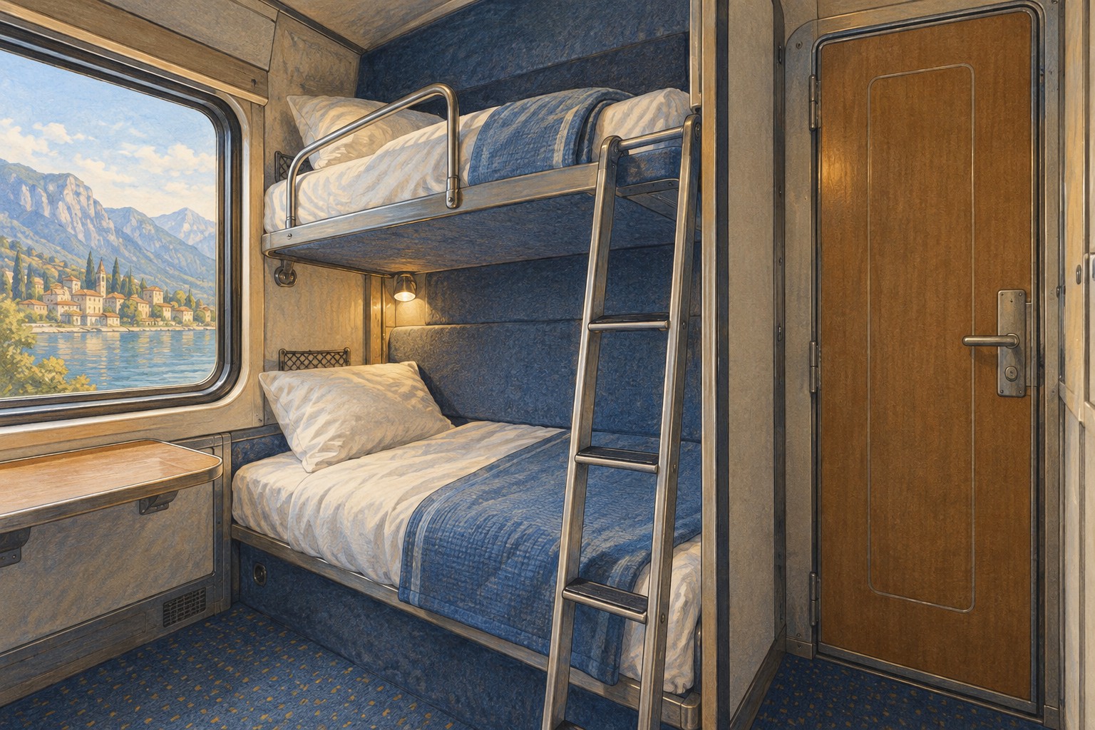 Sleeping compartment on a night train