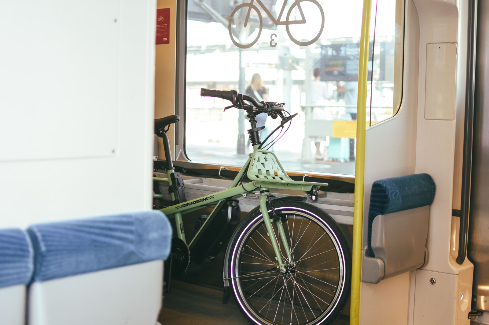 Bicycle carried inside a train