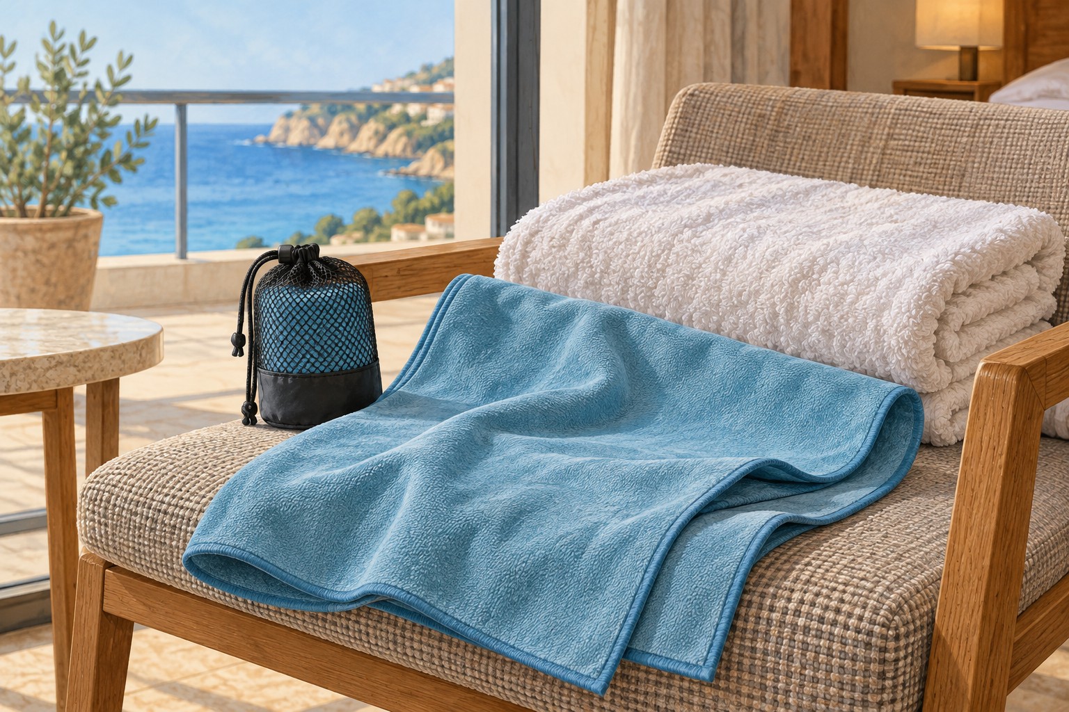 Compact travel towel and storage pouch