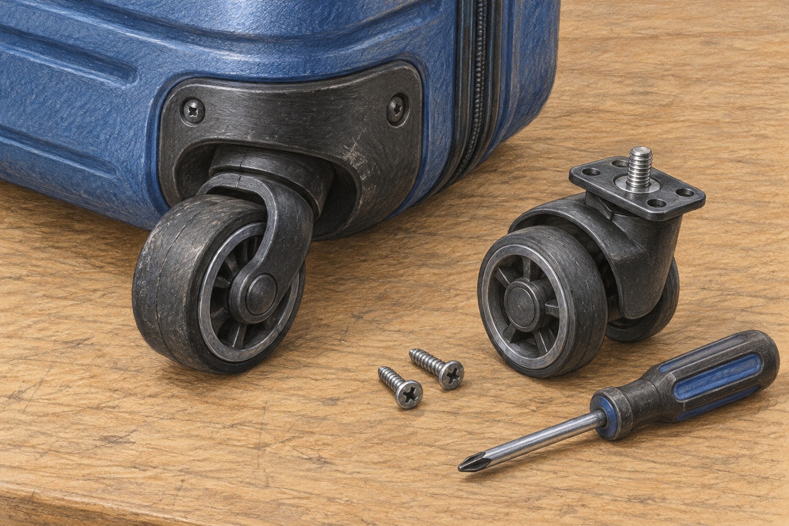 Replaceable suitcase wheel