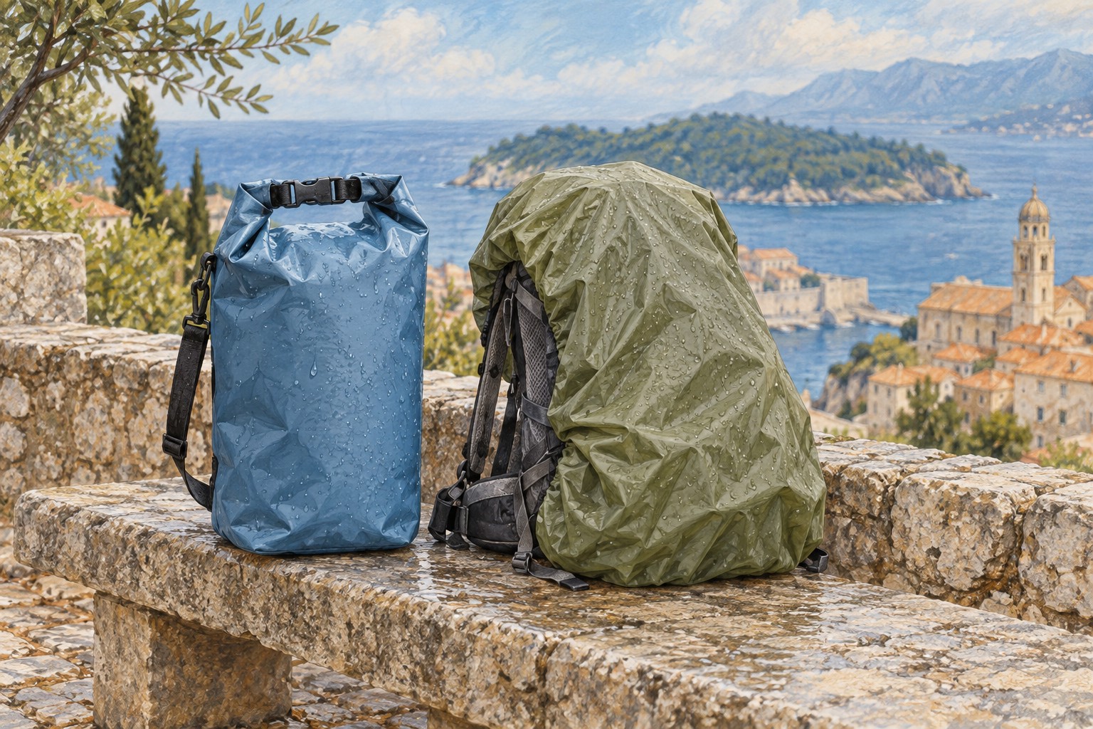 Dry bag compared with a rain cover