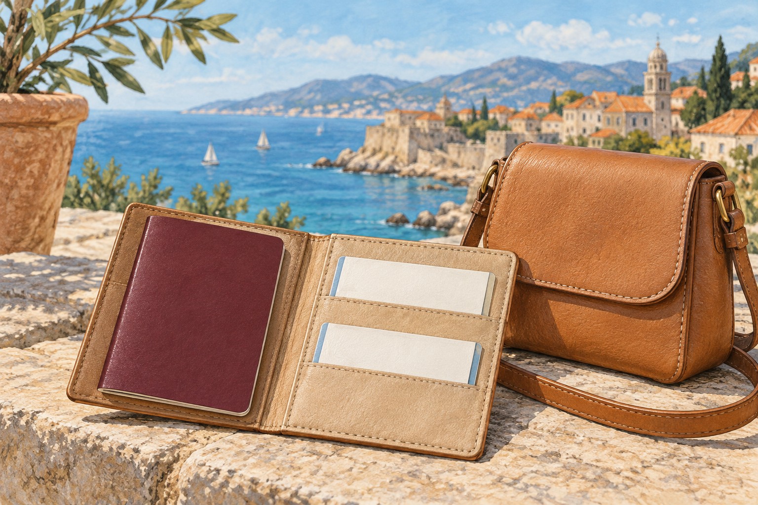 Document wallet with travel papers