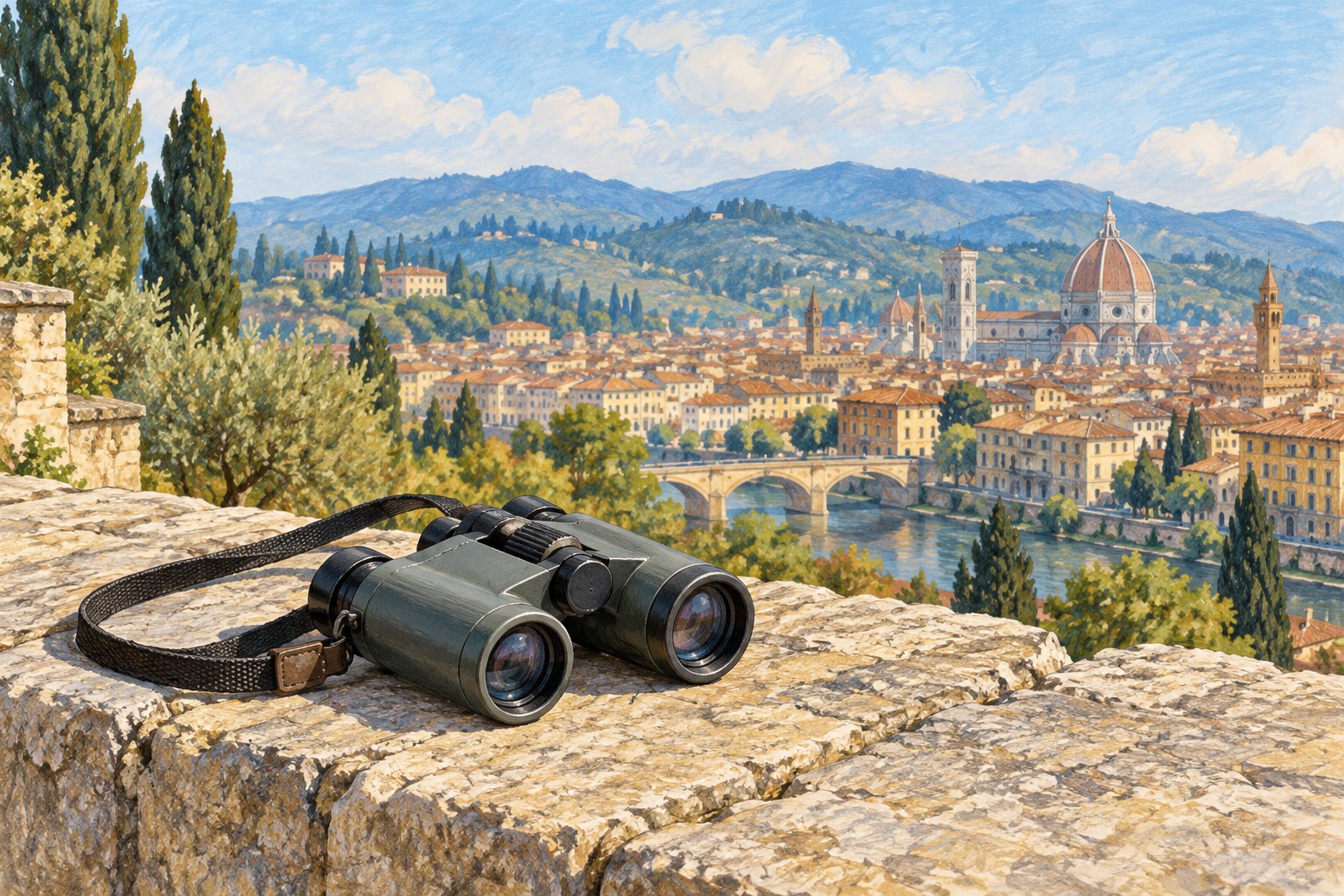 Compact binoculars at a lookout