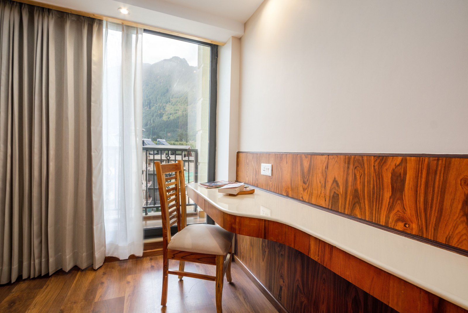 Desk in a hotel room