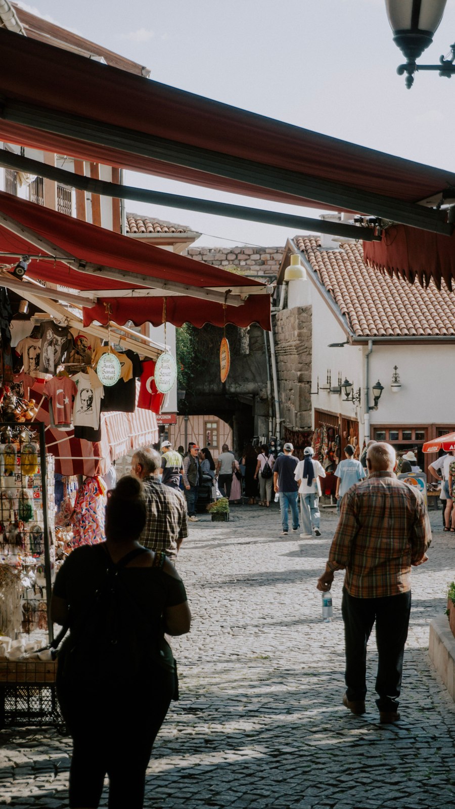 Visitors on a market street