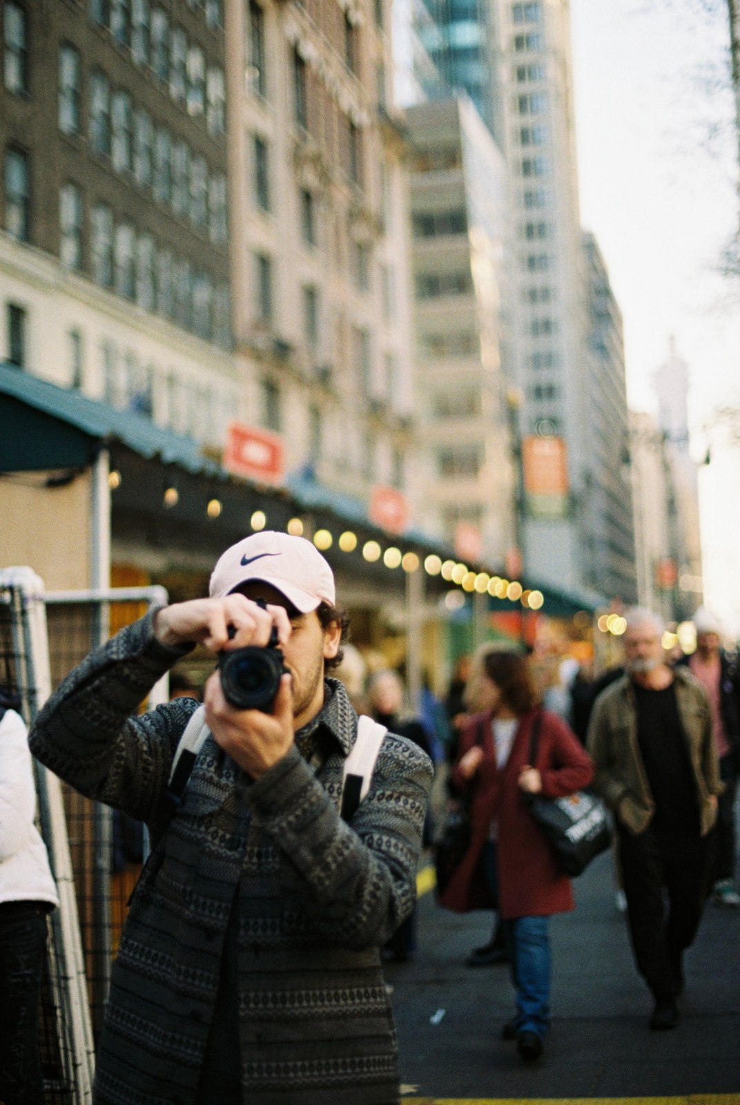 Photographer in a city