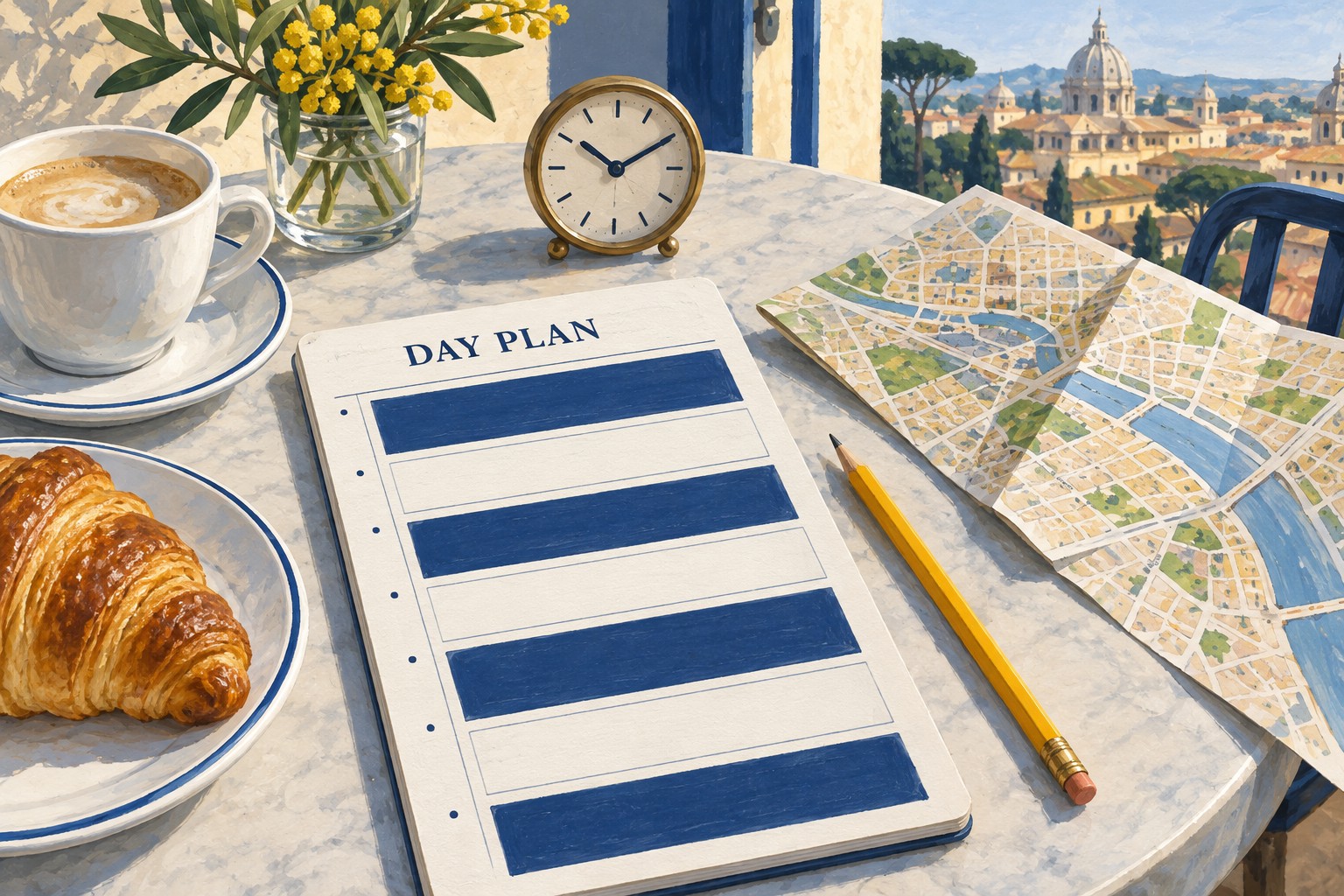 Illustration: Day plan with fixed appointments and open time blocks